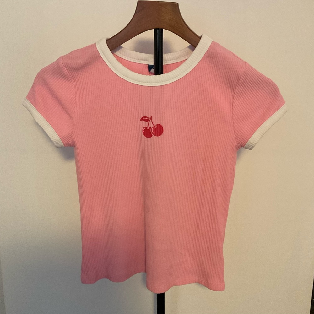 Fitted Ribbed Graphic T-Shirt for Girls Size XL